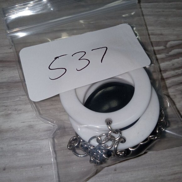 Vintage Bracelet Black & White Acrylic Circle Link With Chain Clasp Art Deco - Picture 5 of 5